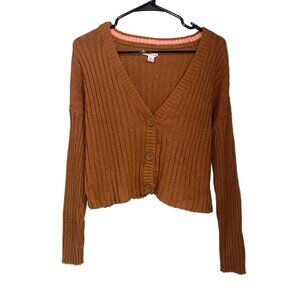 American Eagle Cardigan Womens Large Orange Brown Autumn Fall Buttons Sweater‎